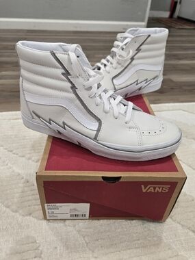 Vans Sk8-Hi Lightning Bolt Leather High-Top Sneakers - White